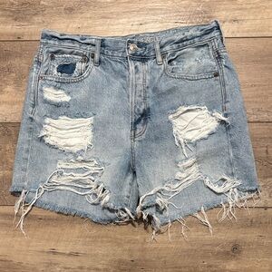 American Eagle Light Blue Ripped Jean Shorts